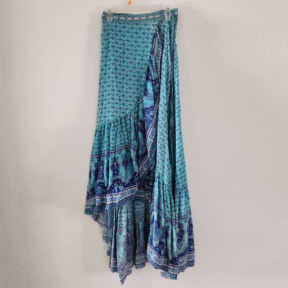 Spell & the Gypsy Collective Sunset Road Wrap Skirt Aqua XS b23 - Picture 3 of 14